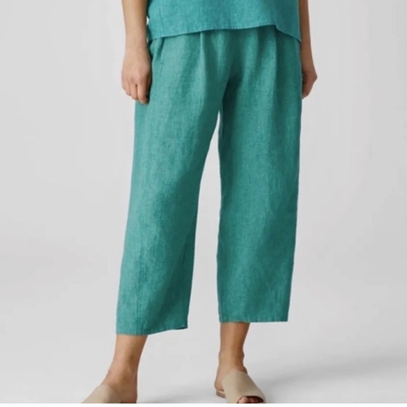 Eileen Fisher Washed Organic Linen Delave Lantern Pant Deep Aqua Size 1X NEW - Picture 3 of 15